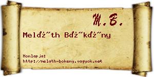 Meláth Bökény névjegykártya